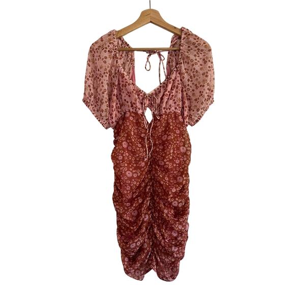 Free People Tessa Ruched Floral Mini Dress - Picture 3 of 9